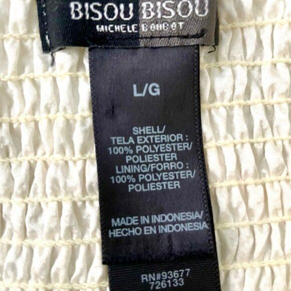 Bisou Bisou Ivory Black Ruffle Halter Top with Smocked Back Size Large - Picture 6 of 6